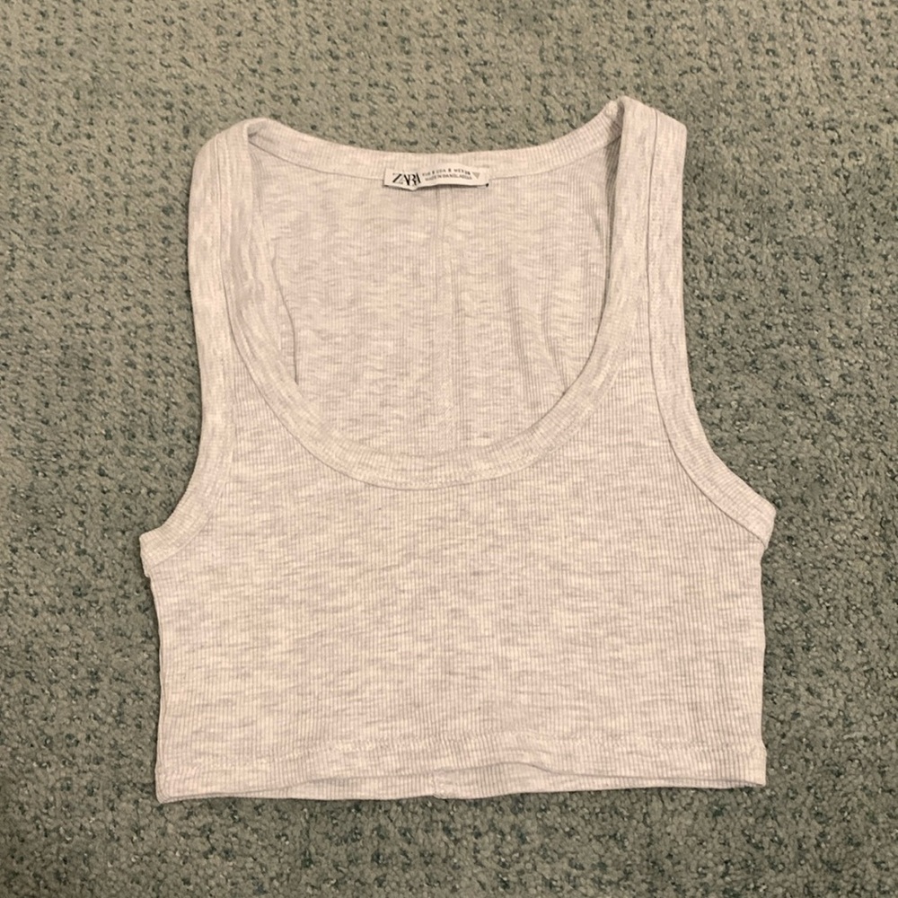 Zara White Ribbed Crop Top
